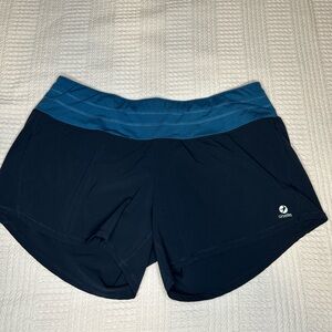 Oiselle Teal and Black Athletic Shorts